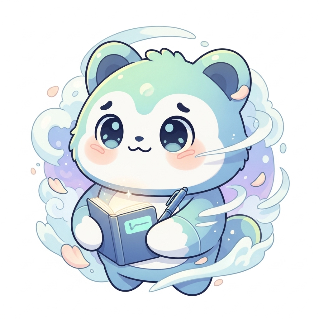 A friendly mascot for ReflectMe, looking thoughtful.